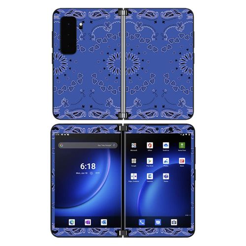 MightySkins Skin Compatible with Microsoft Surface Duo 2 - Blue Bandana | Protective, Durable, and Unique Vinyl Decal wrap Cover | Easy to Apply, Remove, and Change Styles | Made in The USA