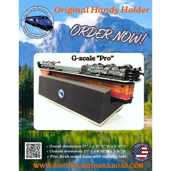 G Scale “Pro Handy Holder” Foam Cradle With Wood Base .