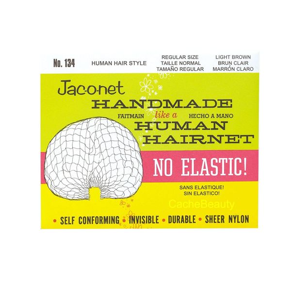 Hair Net Jac-O-Net Handmade No Elastic Regular Size, Light Brown,1 Net Per Pack [1 Pack]