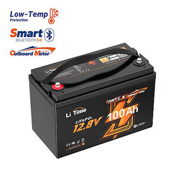 LiTime 12V 100Ah OBM Smart LiFePO4 Lithium Battery Max.5P5S For Outboard Motor