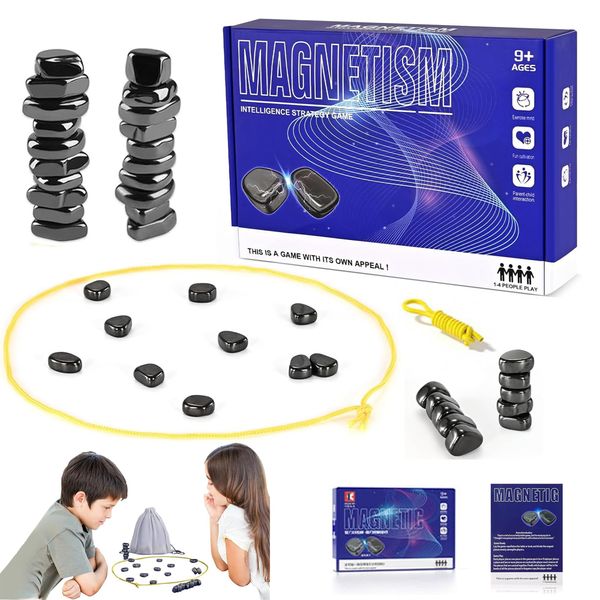 Magnetic Chess Game, Magnetic Chess Game with Stones, Magnet Board Game, Puzzle Strategy Family Game Party Game for Kids and Adults, Christmas