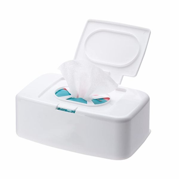 VHIMASA Wet Wipes Dispenser Case Plastic Wet Wipes Box Napkin Storage Holder Container Box with Lid for Home Office Desk