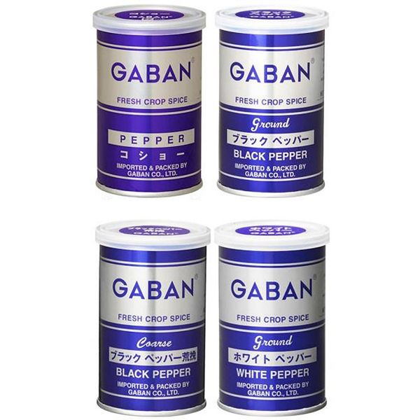 GABAN (Amazon.co.jp Exclusive) [Spice Set] [House] Pepper Tin Set of 4 (Coshaw/Black Pepper/Black Pepper Roughing/White Pepper)