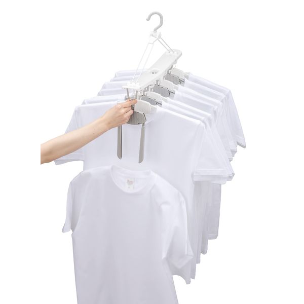 CBJAPAN Kogure THE HANGERS Laundry Dryer, Clothes Hanger, 8 Tiers, White x Gray, Does Not Stretch the Neck, Slide Adjustment to Fit Shoulder Widths, One-Touch Capture, White x Gray