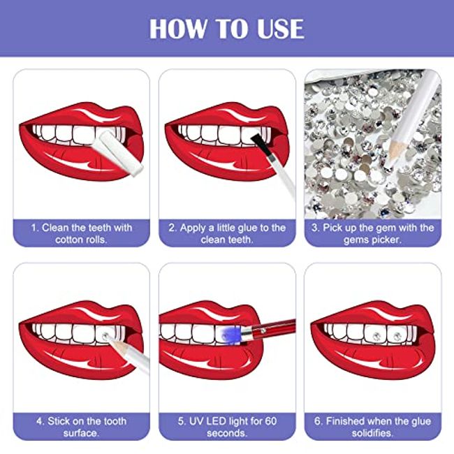 Tooth Gem Kit With Uv Light And Glue Diy Teeth Jewelry Starter Kit