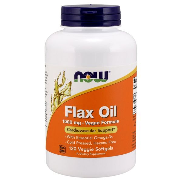 NOW Foods Flax Oil, Cardiovascular Support, 1000 mg, 120 Veg Softgels