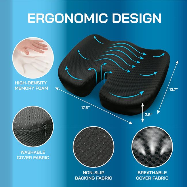Ergonomic seat cushion for pressure relief, office chair