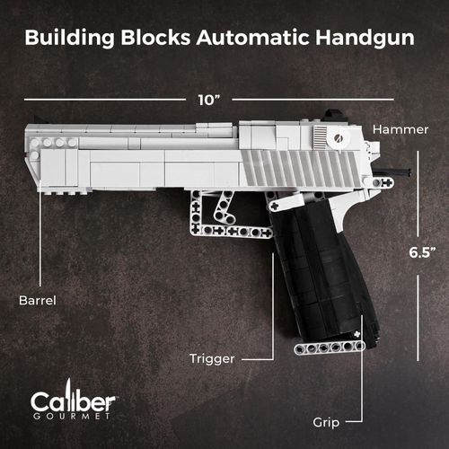 Caliber Gourmet Mechanical Model Kit - Automatic Toy Handgun, 528 pcs 3D Building Blocks, DIY Simulation Weapon Toy for 12+ Years and Adults