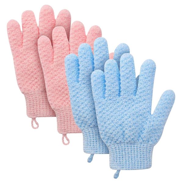 minkissy 4 Pcs Bath Scrub Gloves Body Scrubber Body Hand Glow Type Wash Spa Shower Mitts for Hands Body Dead Skin Remover Body Wash Hand Mitts Bath Towel Shower Tub