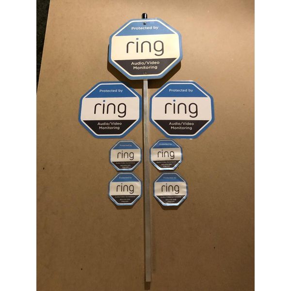 New Ring Security Yard Sign w/ 4 Decals & 2 Laminated Signs