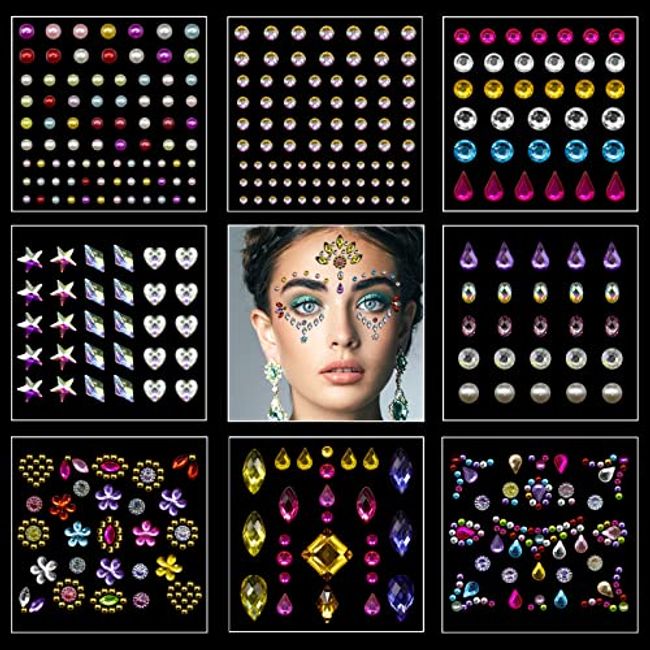  Gem Stickers Jewels for Crafts,8 Sheets Self-Adhesive