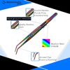 OdontoMed2011 Multi Color Rainbow 6-inch Sewing Machine Tweezers Serrated Bent Tips | Professional Grade, High Precision | Stainless Steel