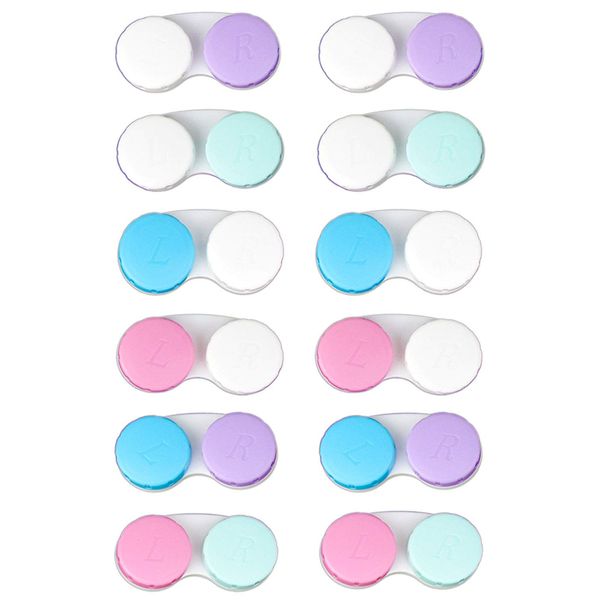 KISEER 12 Pack Colorful Contact Lens Case Bulk Box Holder Container Soak Storage Kit, 6 Color LId