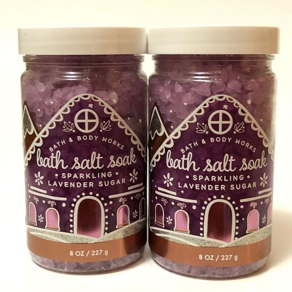 NEW 2 BATH & BODY WORKS SPARKLING LAVENDER SUGAR BATH SALT SOAK 8 OZ ARGAN OIL