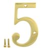 ZW Hardware A100 4 Inch Bright Brass House Number 5