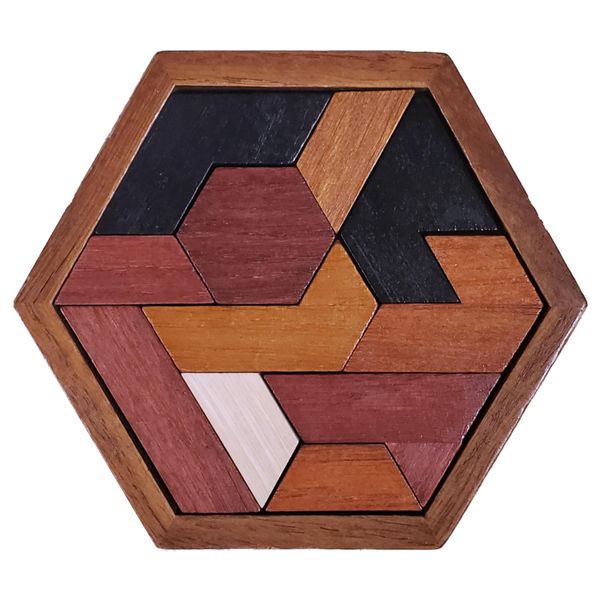 LMC Products Hexagon Wooden Puzzle Toy - Brain Teasers for Kids Ages 10-12. Also Great Brain Teaser Puzzles for Adults