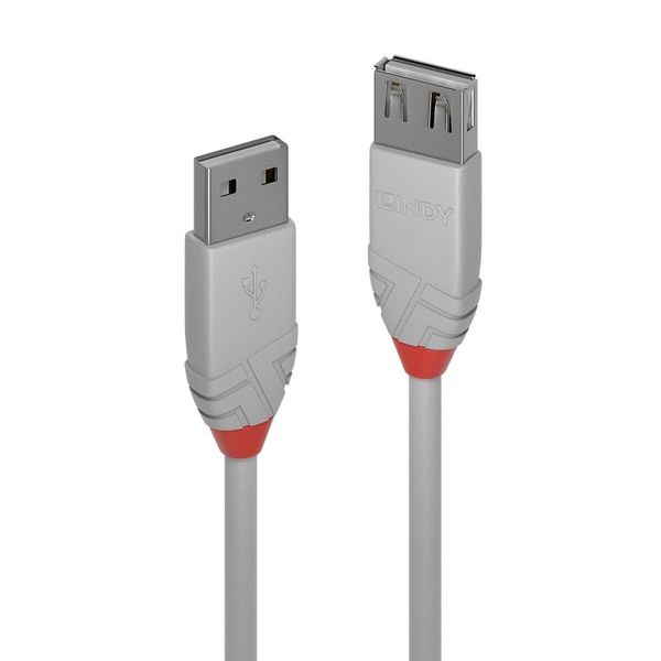 LINDY 36713 USB 2.0 Type A Extension Cable, Anthra Line - Grey, 2m