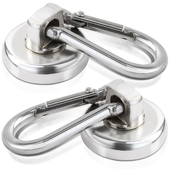 2 Magnetic Hooks, Diameter 1.0 inches (25 mm), Magnet, Strong Magnet, Hook Vertical Load Capacity 48.7 lbs (22 kg), Neodymium Magnet, 360 Degree Rotation, Strong Magnet, Magnetic Carabiner, Super