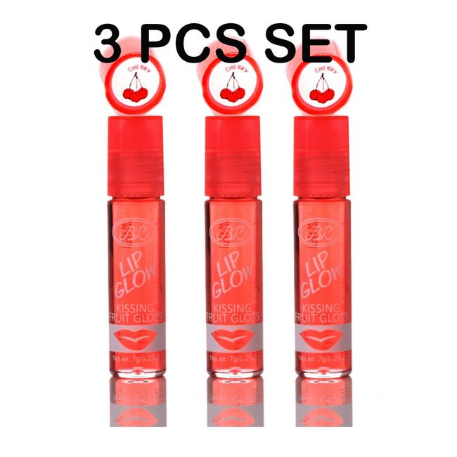 BR Cherry Roll On Fruity Lipgloss Lip Gloss Lip Shiner Lip Oil 3 PCS Set