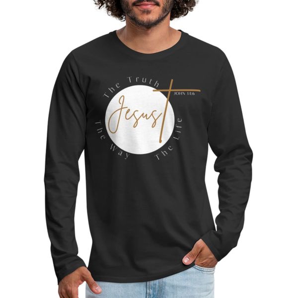 Mens Graphic Tee, Jesus the Truth the Way the Life, Long Sleeve Shirt - black / M