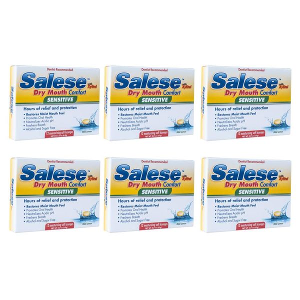 Salese Sensitive (Mild Lemon) with Xylitol for Dry Mouth Relief - 6 Pack