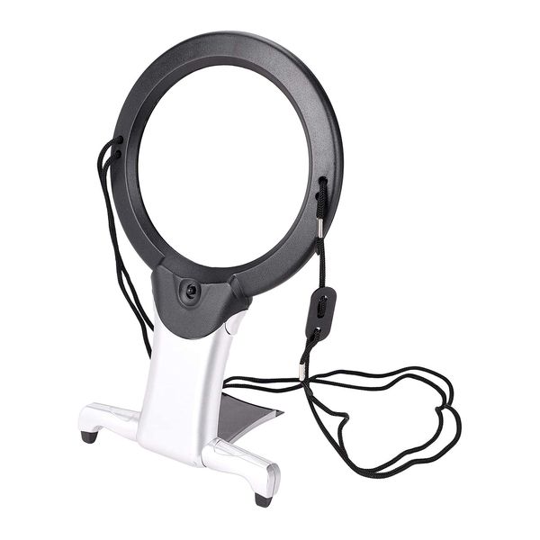 ARSUK Magnifying Glass with Light 2 in 1 Hands Free Reading Magnifier Neck Hanging Cord & Desk Stand for Crafts Handcraft Sewing Jewelry Hobby