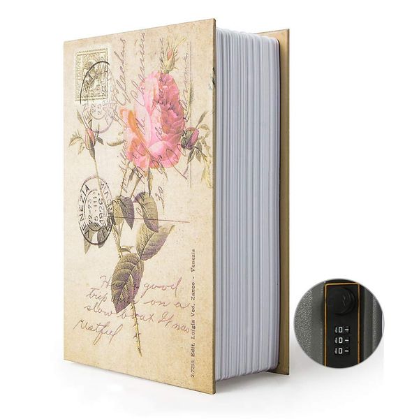 PACOLO Small Diversion Book Safe Storage Box, Dictionary Secret Safe with Security Combination Lock/Key, Rose