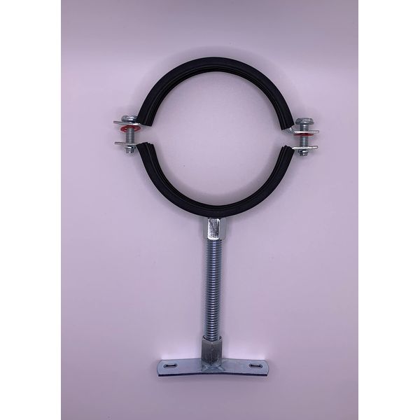 Steel Rubber Lined Munsen Ring 99mm - 105mm Set with Threaded Rod & Baseplate (100mm) - TNJ Pipe Clips … (Rod Length 300mm)