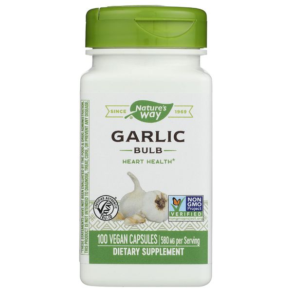 Natures Way Garlic Bulb Vegetarian Capsule, 100 ct