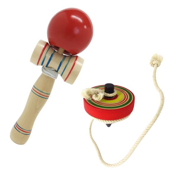 (Introduction to Nosutashi Toys) Kendama, Koma Wooden Sesame, Sesame with String, Wooden Toys, Children, Boys, Kids, Old Nosaki, Educational Toy (Kendama, Wooden Sesame Set)