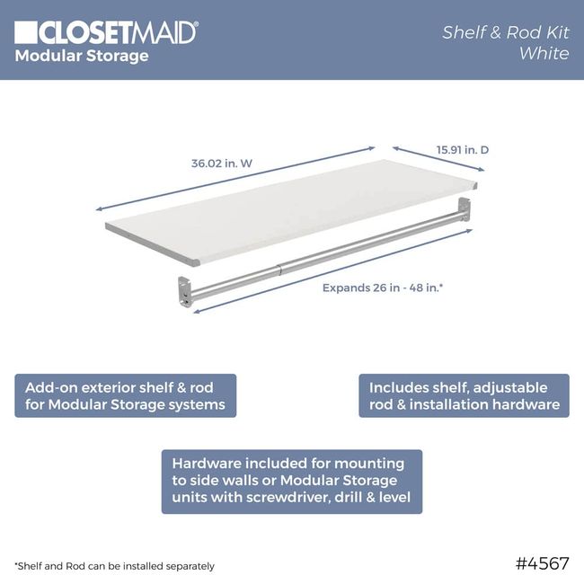 ClosetMaid Modular Storage Top Shelf & Hang Rod Kit - On Sale