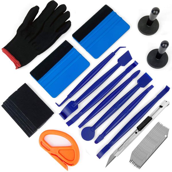 Car Install Tools for Vinyl Wrap, Vehicle Tint Window Film Kit Includes Vinyl Wrap Magnets, Edge Trimming Tools, Felt Squeegee, Wrapping Cutter, 9mm Knife