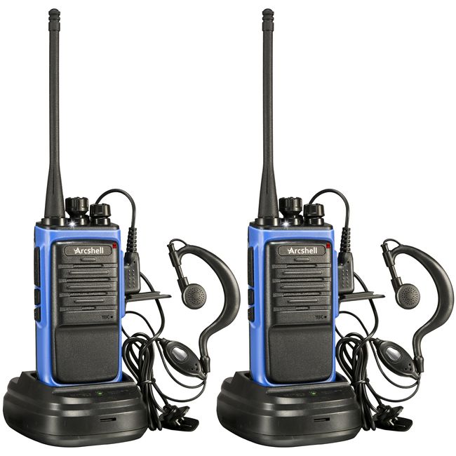 Arcshell Rechargeable Long Range Two-Way Radios with Earpiece 2 Pack Walkie Talkies Li-ion Battery and Charger Included