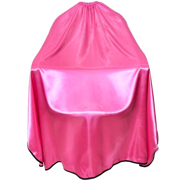 Pelocapa Salon Styling Capes for Clients, Hair Dye Cutting Capes with Elastic Hooks, Waterproof Light Weight Satin Sheen Styling Cape Barber Gown for Stylist, 63”*56”(Pink)