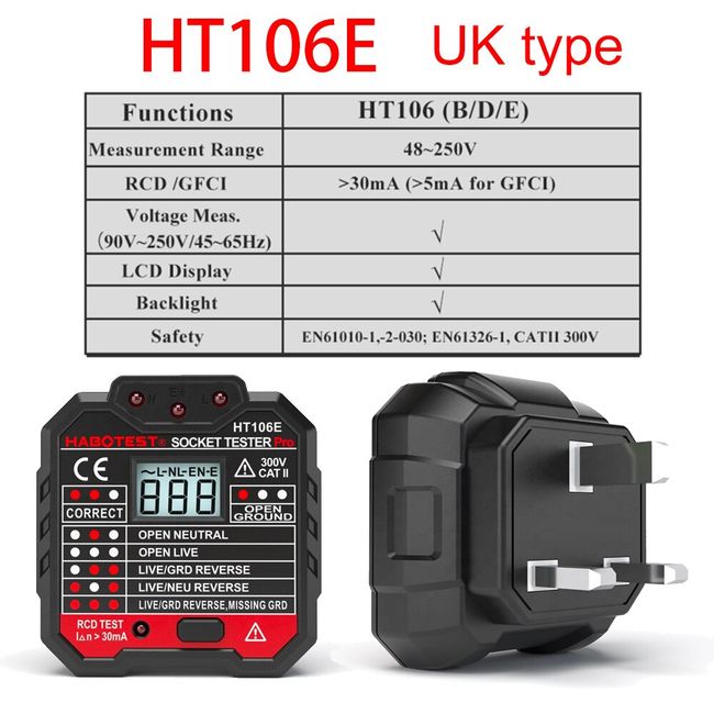 Habotest HT106D: Digital Display Ground Socket Tester - CEGROUP