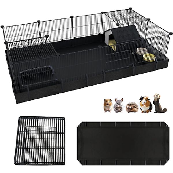 DIY Guinea Pig Cages with Waterproof Canvas Bottom,16 Panels Small Animal Cage P