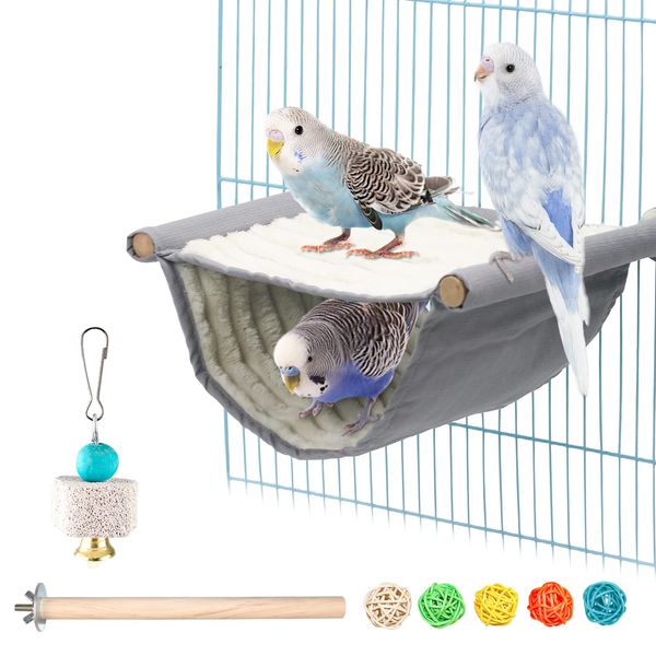 Birds Sleeping Degu Hammock Warm Small Animal House Nest Bird Tent Including Parakeet, Perch, Bird Toy, Suitable for Parakeet, Hamster, Degu (S(Grey))