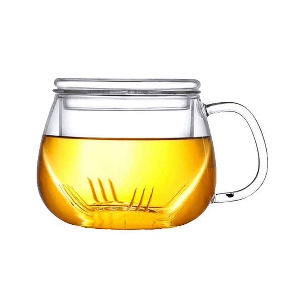 Heat-resistant Glass Glass Teacup Teapot with Lid & Strainer, Clear, Transparent Tea, 10.1 fl oz (300 ml)