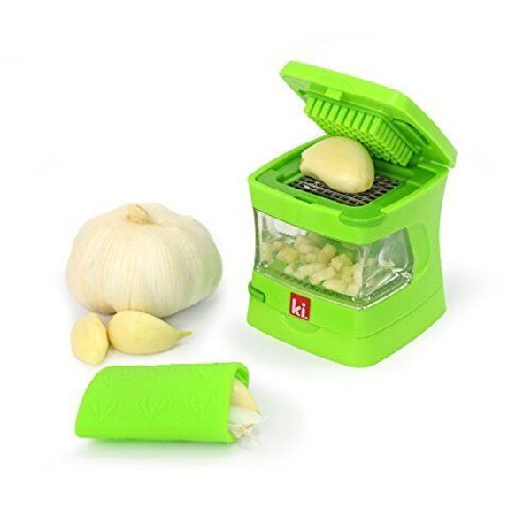 Garlicapeel Garlic Press Crusher Cutter Mincer And Storage Container Includes Si