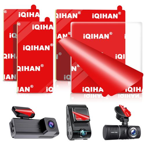 Adhesive Sticky Pads for Dash Cam Mount – 4-Pack Heat Resistant Double-Sided Sticker Replacement for Windshield Dashcam, Car Windscreen Dashboard Camera Holders Mounting Tape (Square & Rectangular)