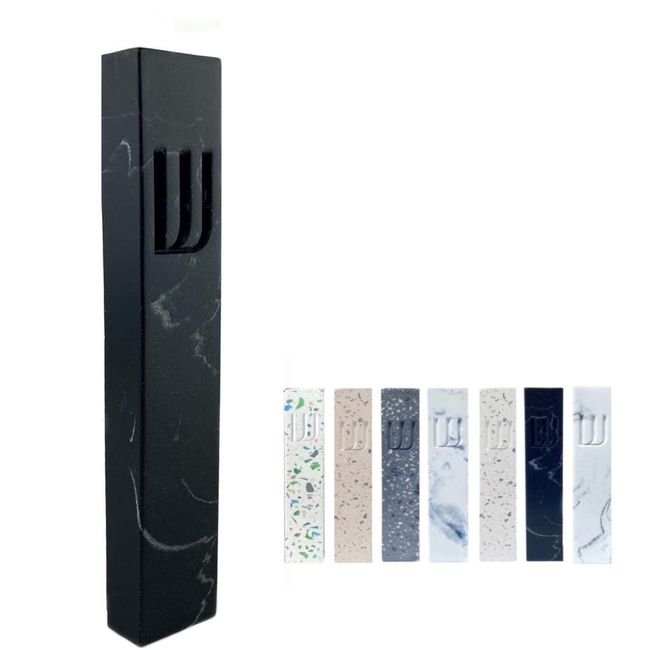 A&S Modern Stone Mezuzah Case Design, Mezuza Cover for Scroll Protection, Easy Peel and Stick Houswarming Gift and Home Blessing