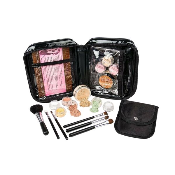 15 pc STARTER KIT w/BRUSHES & CASE (WARM Neutral Shade-Most Popular) Mineral