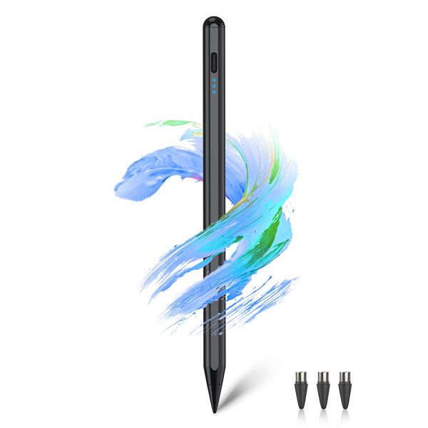 [Type-C Rapid Charging] Stylus Pen, 2024 Industry New, Ultra High Precision, Ultra Fine, Compatible with Apple Pencil, False On/Off Prevention, Power Display, Magnetic Adsorption Function,