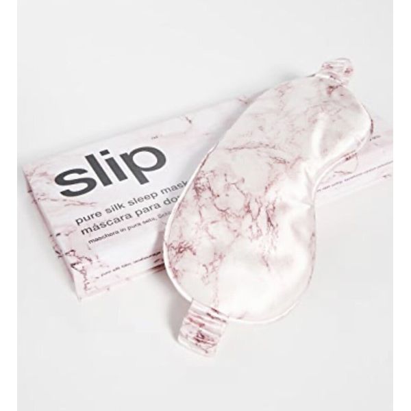 Slip Pure Silk Sleep Eye Mask Marble White/Pink Print NIB