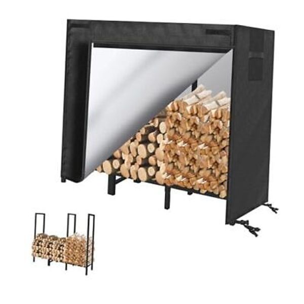 4ft Firewood Rack Outdoor with Cover Fireplace Wood 4ft Rack With Cover