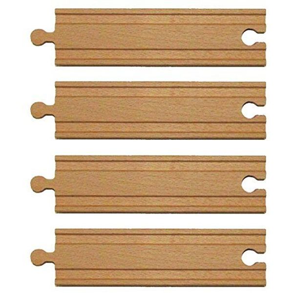 6 inch Straight Wooden Train Track - Set of 4