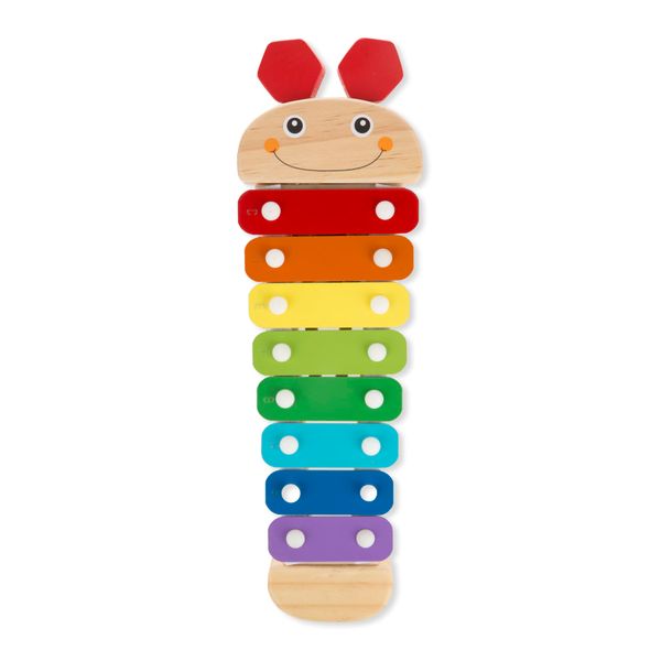 Melissa & Doug Caterpillar Xylophone Musical Toy With Wooden Mallets 15.25" x 6.5" x 1.5 - For Toddlers,Ages 3+,Blue