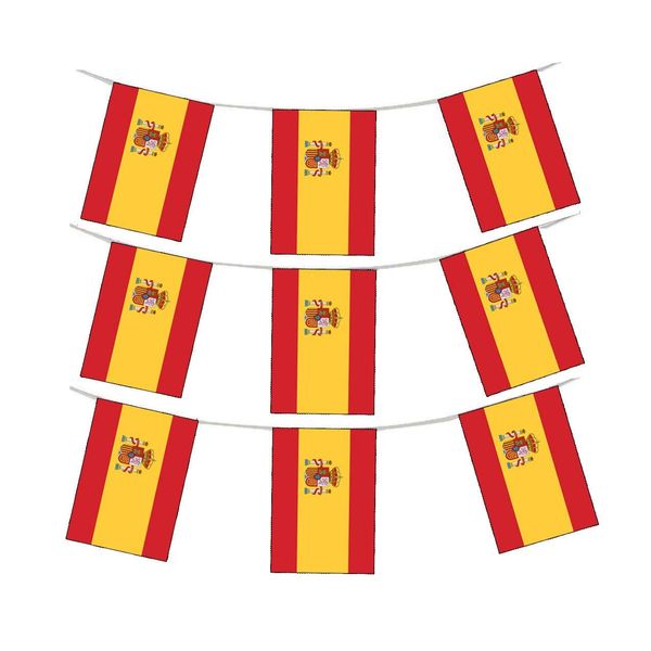 SHATCHI Crest Spain Spanish National Fabric Bunting 3M 10 Flags Rugby Football Fans Decorations Europe Country Support, Multi