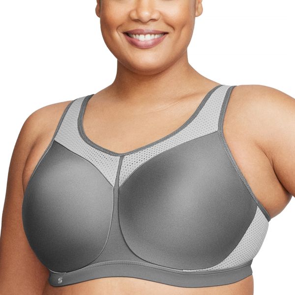 Full Figure Plus Size High Impact Wonderwire Sports Bra Underwire #9066 Gray