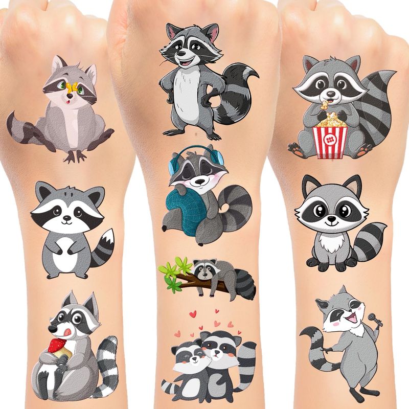 144 PCS Raccoon Temporary Tattoos Stickers, Raccoon Party Favors ...
